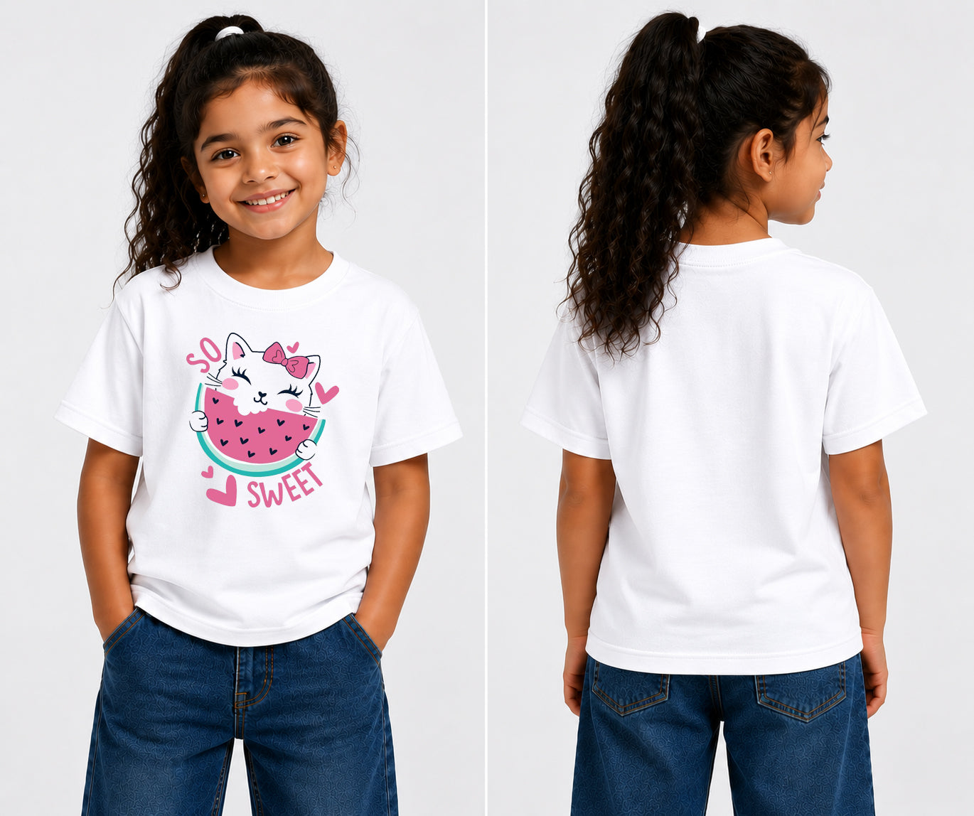Sweet Kitty Watermelon Kids T-Shirt