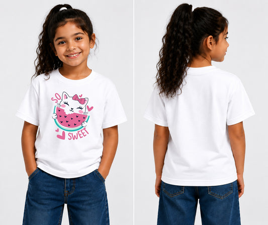Sweet Kitty Watermelon Kids T-Shirt